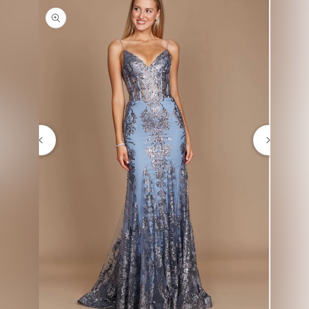 Beautiful Slate Blue Prom Dress